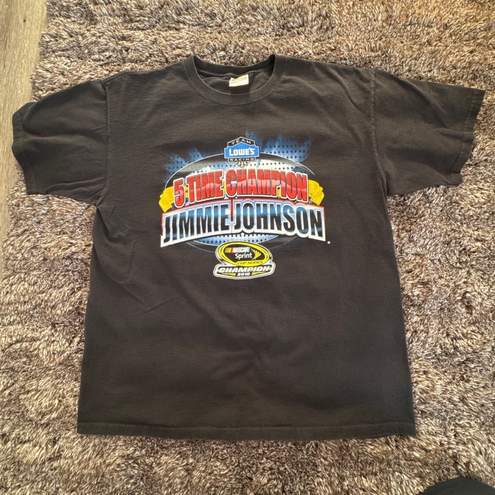Jimmie Johnson NASCAR 5 Time Champion Black T-Shirt XL Lowe's Racing